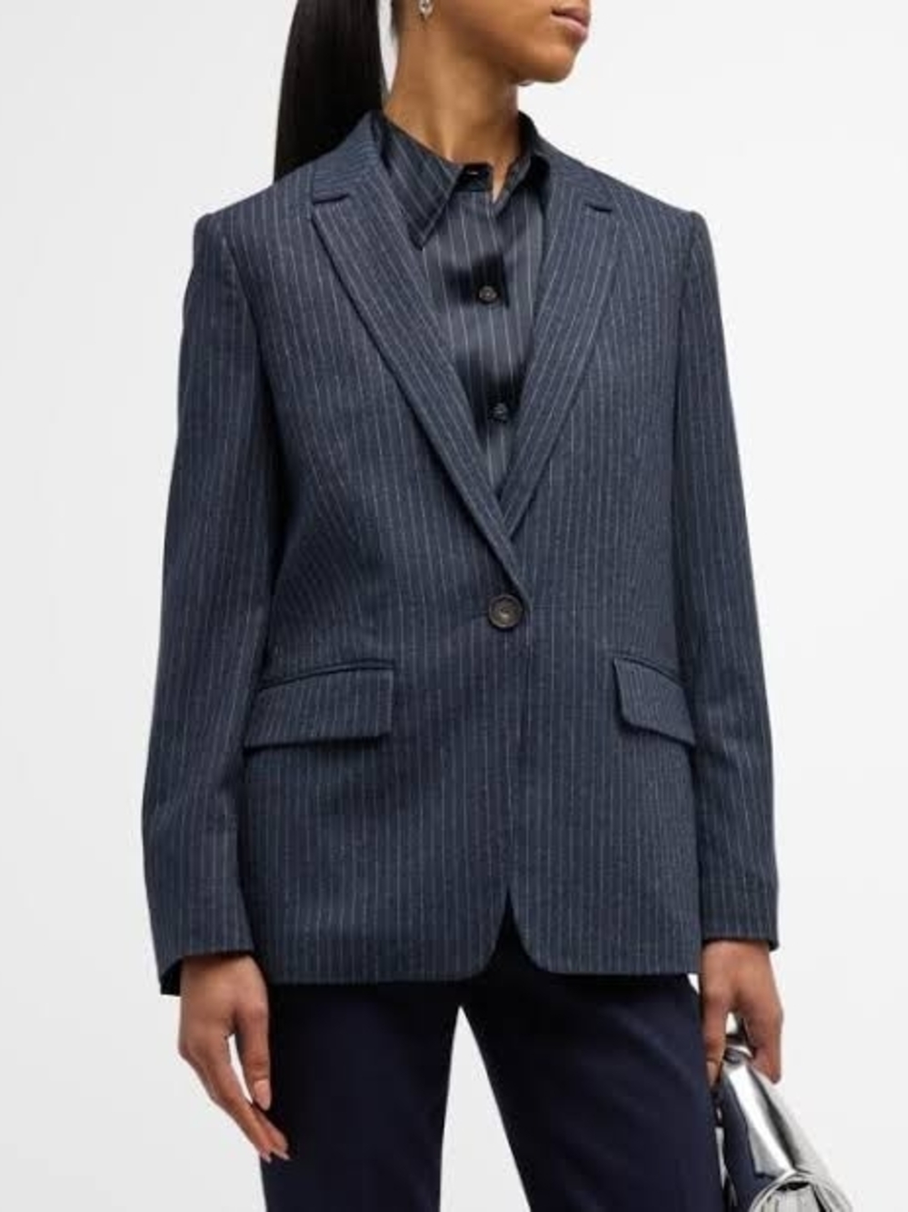 Vince Pinstripes Wool Blazer